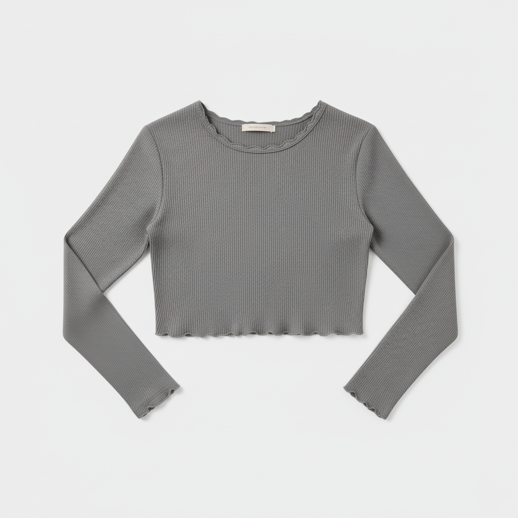 Camille Ribbed Long-Sleeve Crop Top