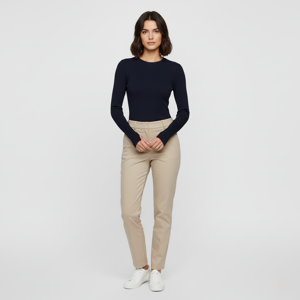 Camille Ribbed Slim Long Sleeve Top