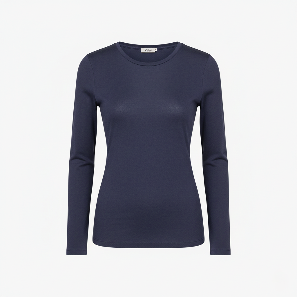 Chloé Fitted Long-Sleeve Round Neck Top