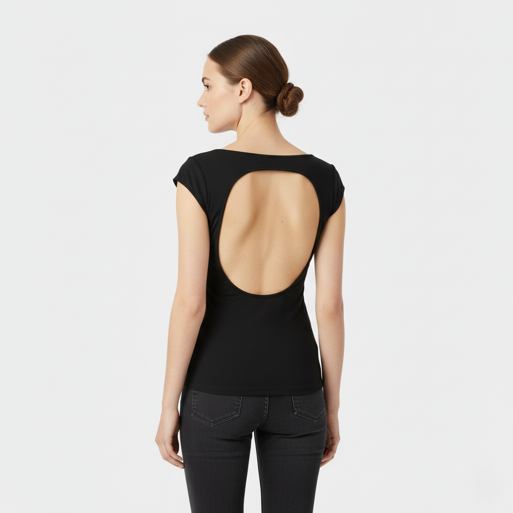 Emma Open-Back Slim-Fit Short-Sleeve Top