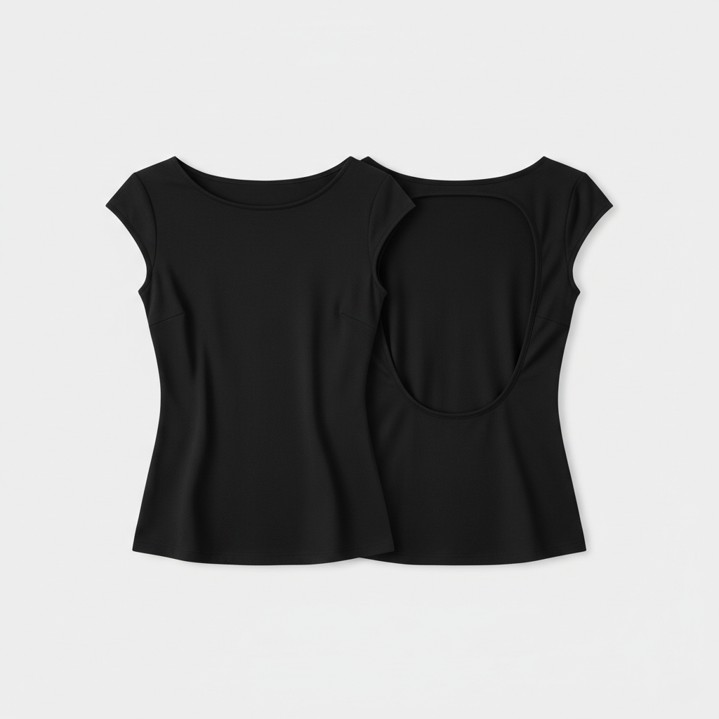Emma Open-Back Slim-Fit Short-Sleeve Top