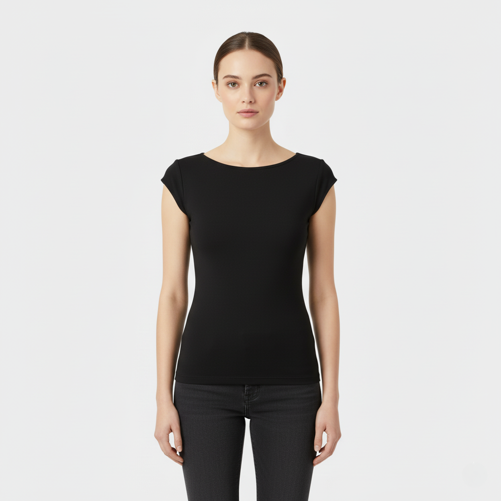 Emma Open-Back Slim-Fit Short-Sleeve Top