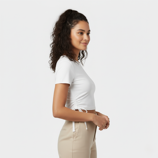 Léa Side-Tie Fitted Crop Top