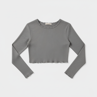 Camille Ribbed Long-Sleeve Crop Top