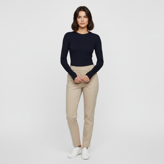 Camille Ribbed Slim Long Sleeve Top