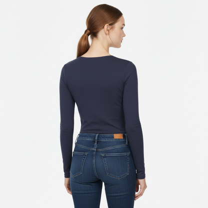 Chloé Fitted Long-Sleeve Round Neck Top