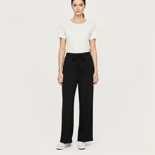 Emma Lightweight Wide-Leg Drawstring Trousers