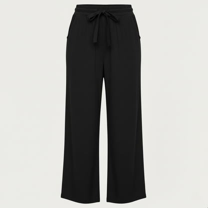 Emma Lightweight Wide-Leg Drawstring Trousers