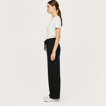 Emma Lightweight Wide-Leg Drawstring Trousers