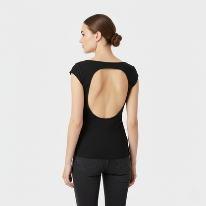 Emma Open-Back Slim-Fit Short-Sleeve Top