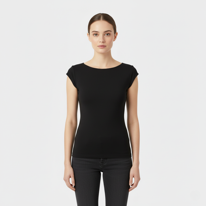 Emma Open-Back Slim-Fit Short-Sleeve Top