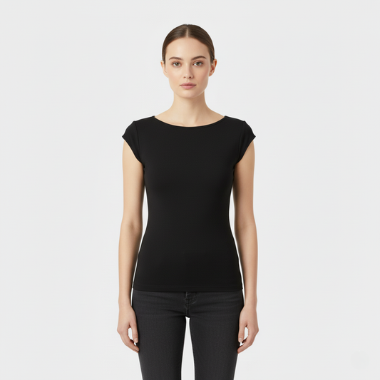 Emma Open-Back Slim-Fit Short-Sleeve Top