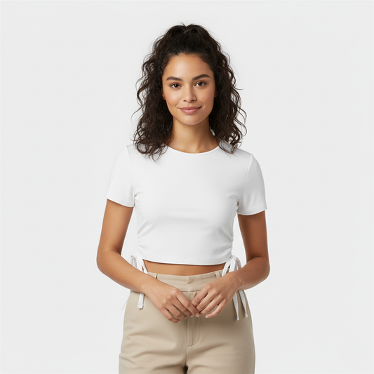 Léa Side-Tie Fitted Crop Top