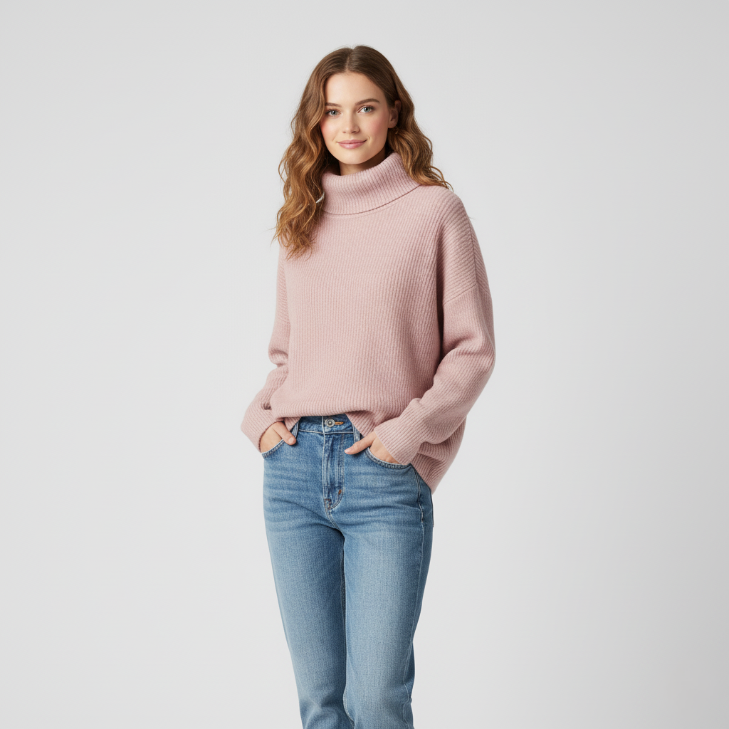 Sophie Ribbed Oversized Turtleneck Jumper