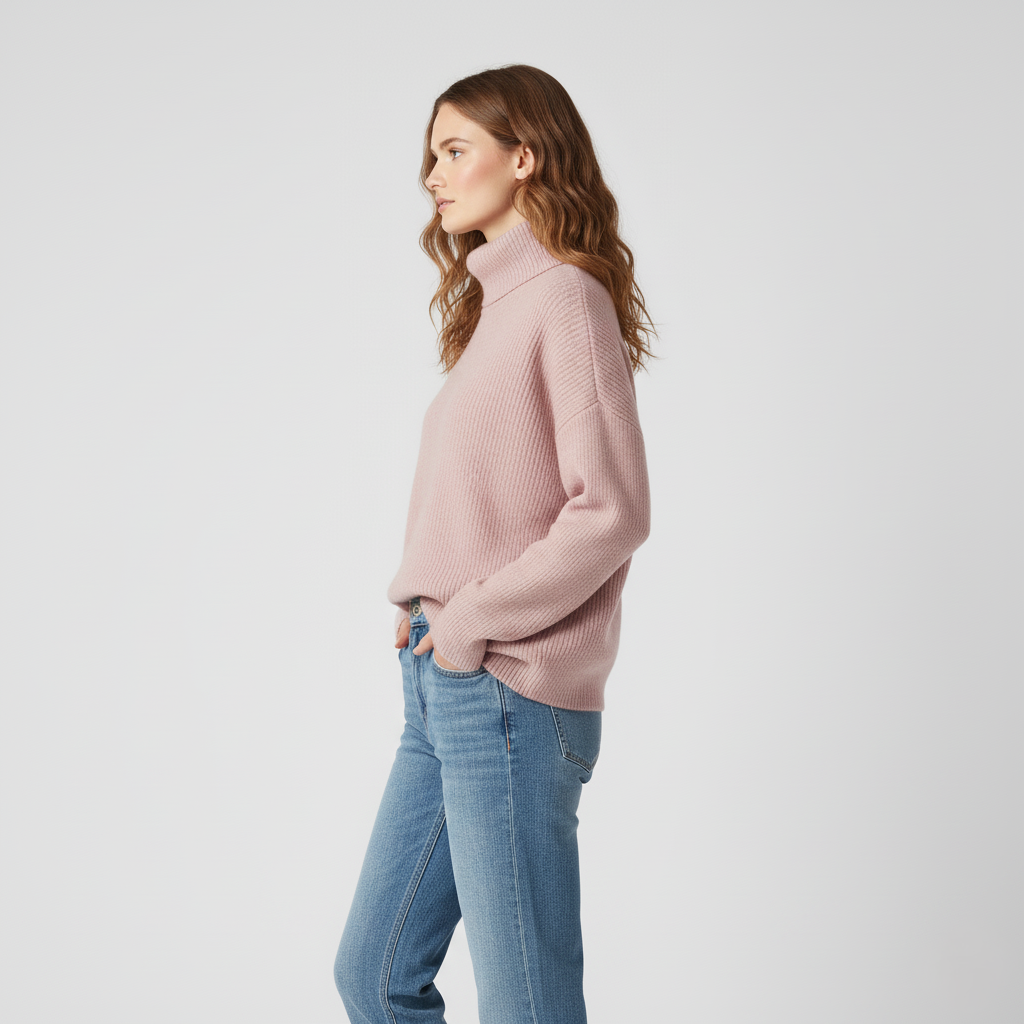 Sophie Ribbed Oversized Turtleneck Jumper